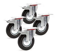 Kit 4x roulettes pivotantes Double arrêt Caoutchouc plein 125mm 100kg Meuble