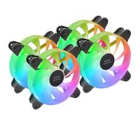 Mars Gaming MF-4A, Kit 4x Ventilateurs 120mm ARGB, Éclairage 360° Sans Cadre, RGB Adresseable 5V 3Pin, Effet Rainbow Personnalisable, Roulements FDB Ultra-silencieux, Double Connecteur, Noir