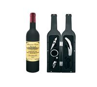 Kit 5 Accessoires Pour Le Vin Venteo Forme De Bouteille Dégustation De Vin Bec Verseur Bouchon Anneau AntiGouttes Tirebouchon Coupe Capsule Noir