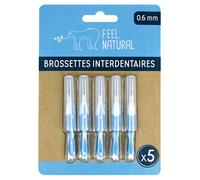 Kit 5 Brossettes Interdentaires 0,6mm - Nettoie les Espaces Interdentaires en Douceur - Nettoyage Dentaire Efficace - Accessoire Nettoyant Plaque Dentaire, Hygiène Bucco-Dentaire Feel Natural