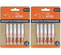 Kit 5 Brossettes Interdentaires 0,8mm - Nettoie les Espaces Interdentaires en Douceur - Nettoyage Dentaire Efficace - Accessoire Nettoyant Plaque Dentaire, Hygiène Bucco-Dentaire Feel Natural