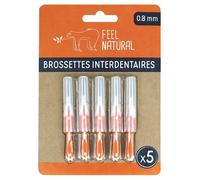 Kit 5 Brossettes Interdentaires 0,8mm - Nettoie les Espaces Interdentaires en Douceur - Nettoyage Dentaire Efficace - Accessoire Nettoyant Plaque Dentaire, Hygiène Bucco-Dentaire Feel Natural