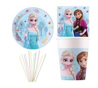 Kit (5) de décoration Anniversaires Reine des neiges ,36 pièces Complet pour Fête pour 8 enfants + 24 bougies