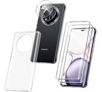 Kit 5-En-1 Pour Honor Magic 7 Lite 5g - Coque Silicone Transparente + 2 Films Protecteurs D'écran + 2 Protections D'objectif