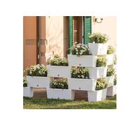 Kit 5 jardinières modulables - 59 x 23 cm - Blanc