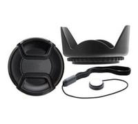 KIT 55 mm Protecteur Paresoleil + Cache de protection + CAPKEEPER pour Sony DSLR Alpha A200 A300 A350 A33 A35 A55 A58 A65 A77 G