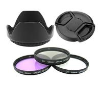 Kit 58 mm - 3 Filtres UV CPL FLD + Pare soleil et Lens Cap
