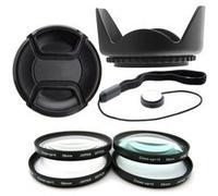 Kit 58mm Pare Soleil et Lens Cap + 4 Filtres Close Up et Dragonne pour CANON EOS Rebel T5i T4i T3i T3 T2i T6 T6i T1i XT XTi XSi SL1 G