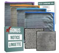 Kit 6 Chiffon Microfibre de Carbone XXL + Lavette Magique Lavable Offerte