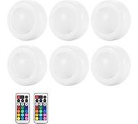 Kit 6 Lampes de Rondelle à Télécommande Sans fil à LED Eclairage Pour Armoire/Placard à Piles G