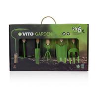 Kit 6 outils de jardin VITO Kit jardinier Acier S235 Manche en bois de hêtre