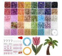 Kit 6720Pcs Perles Tubes Bugle 7mm 32 Couleurs, Perles en Verre pour Bijoux