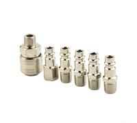 Kit 6pcs Raccord Rapide Air 1/4 pour bsp Acier Trempé Kit 6pcs | Acier trempé traité, finition nickelée, anti-rouille, 6 , usage pour industriel lourd