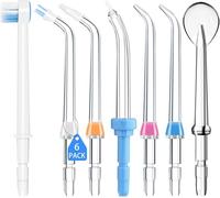 Kit 7 Embouts Irrigateur Buccal Haute Pression, Buses de Rechange Jet Dentaire, Standard/Ortho/Parodontal/Plaque/Brosse/Gratte-langue, Compatible avec Waterpik WP-100/250/450/560/660/900/940