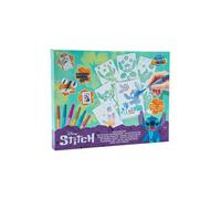 Kit 7 Stylos pulverisateurs a souffler et 6 pochoirs Stitch - Feutres spray, pens blo, aerographe - Dessin,