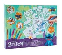 cavernedesjouets Pour stitch - kit 7 stylos pulverisateurs a souffler et 6 pochoirs - feutres spray, pens blo, aerographe - dessin, coloriage - set jeu creatif et carte