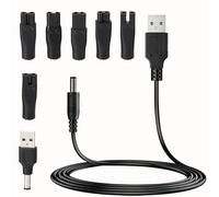 Kit 7PCS Chargeur Rasoir USB 5V Universel, 7 Embouts Remplaçables-Cable Tondeuse Multi Adaptateur, Chargeur Tondeuse pour Philips Braun, Adaptateur Universel pour Lampes Table Purificateurs Air