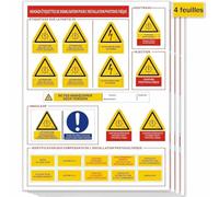 Kit 88 Autocollants Photovoltaïques Conforme UTE C15-712-1 & CONSUEL - Guide Visuel Intégré - Pour Installation Solaire Avec/Sans Batterie, Autoconsommation
