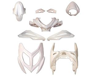 Kit 9 carénages complet blanc brillant verni compatible avec Yamaha compatible avec Aerox 2013 2014 2015
