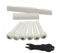Kit 9 Guitare Acoustique Os Nut 43mm Saddle Kit 9 Guitare Acoustique | Nut 43mm, saddle 72mm, 6 pins, extracteur, os réel, naturel, améliore résonance
