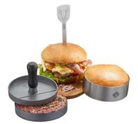 Kit à burger - Gefu - 3 pièces - Argenté - Presse à hamburger - Brochette à hamburger