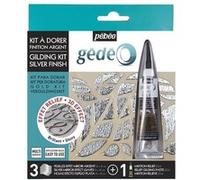 Pébéo Kit à dorer GÉDÉO – Mixtion 20 ml et 3 feuilles miroir – Finition argenté