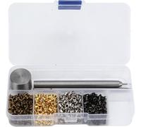 Kit à œillets 800, multicolore 2 mm, mini yeux ronds en laiton de fer, kit de commande de réglage RMOMET avec 3 pièces, outil d'installation et boîte de rangement, support pour le bricolage