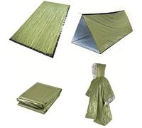 Kit abri urgence : tente, couverture, sac de couchage, poncho, camping/randonnée/séisme