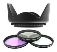 Kit Accesoires 58mm Pare Soleil + Filtres UV CPL FLD Pour DSLR EOS REBEL T3i T2i T4i T5i 550D 600D 700D 650D OBJECTIF 18-55 70-300