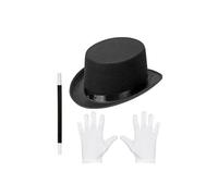 W WIDMANN MILANO Party Fashion - Kit Magicien, Cylindre, Gants et Baguette Magique, White, One Size Enfant Unisexe