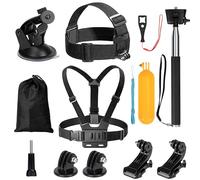 Kit Accessoires Camera Sport 9 en 1, Sangles de Caméra d'action, Harnais de Poitrine Harnais de tête, Compatible avec GoPro Hero 9/8/7/6, Insta360 DJI Osmo Action Action 2 AKASO, et Plus