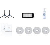 ECOVACS Set de Remplacement Premium, 2*brosses latérales, 2*filtres Haute Performance, 2*Sacs à poussière, 4 tampons de Lavage, 1*Solution de Nettoyage (110ml) pour DEEBOT T30 Pro Omni / T30 Omni