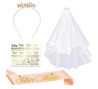 Kit Accessoires Future Mariée - Écharpe Bride, Diadème, Voile & Tatouage pour EVJF et Fête de Mariage