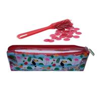 Kit Accessoires Joueur Loto : Trousse Bingo + Baton ramasse jetons aimante + 100 pions magnetiques Rouge - Jeu Kermesse