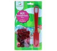 Kit accessoires loto - baton magnetique ramasse jetons + 100 pions de marquage rouge - set jeu soiree bingo quine et carte