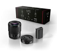 Kit Accessoires Lumix Optique fixe grand angle 26mm S-R26E + Optique fixe Portrait Lumix S 50mm f1.8m S-S50ME + Batterie DMW-BLK22EB pour Lumix S5 et S9 Noir