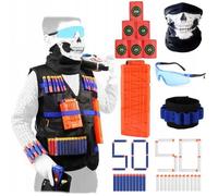 Kit accessoires Nerf - Gilet tactique - 100 munitions - Magasin 12 fléchettes - Cibles mousse - Lunettes