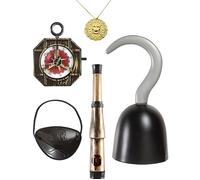 Kit accessoires pirate - Crochet - Boussole - Longue-vue - Cache-oeil - Collier