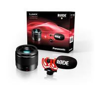Kit accessoires pour Lumix Micro 4/3 : Objectif à focale fixe Lumix 25 mm F1.7 + Micro Vidéomicro 2 Noir et Rouge