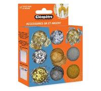 Kit accessoires pour résine - CLEOPATRE - Or/Argent - Paillettes - Poudres de mica - Feuilles