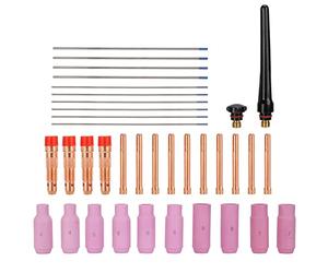 Kit Accessoires Torche à Souder 36 pièces en Cuivre, Céramique et Alliage de Tungstène pour Séries WP17 WP18 WP26 - Compatible Soudage TIG Argon