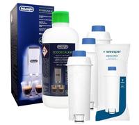 Kit accessoires Wessper pour DeLonghi Magnifica S ECAM 21.117.SB - Détartrant Delonghi+ 3x Filtre Wessper - Blanc-bleu