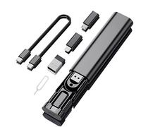 Kit adaptateur de charge USB, ensemble convertisseur multi-câbles avec câble de charge, USB C vers iOS, type C, micro, USB A, transfert de données contenant un support de carte SIM, noir