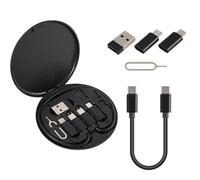 Kit Adaptateur de Chargement USB, Multi-Fonctions avec Câble de Charge 100W 0,3 m, USB-C vers USB 3.0 et Micro USB, Outil Carte SIM, Boîtier Utilisable comme Support Téléphone, pour 15/16/17