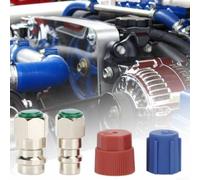 Kit adaptateur de conversion R12 vers R134a pour voiture A/C, 7/16-20 et 3/8-24 adaptateurs de valve avec joints toriques, convertisseurs haute basse pression pour climatisation automobile vintage