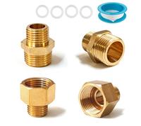 Kit adaptateur de tuyau de robinet de 1,3 cm à 1 cm, réducteur en laiton et raccord de mamelon (compatible avec Grohe, Hansgrohe) pour tuyaux de robinet européens vers plomberie britannique, avec