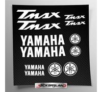 Kit adhésif compatible avec T-Max réservoir et casque moto | Vinyle pré-réglé Facile à appliquer | inscriptions logos | Stickersland® (Blanc brillant)