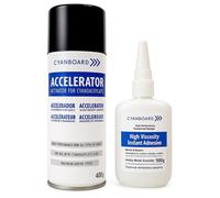 Kit Adhésif Cyanoacrylate Haute Viscosité (100grs) + (400ml) Activateur Accélérateur De Recouvrement Des Pores. Adhésif Instantané Pour Matériaux Poreux : Bois,Caoutchouc,Cuir.