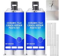 Kit adhésif multifonctionnel imperméable pour réparation de fissures de pierre de carrelage, pour comptoirs de cuisine, baignoire, céramique, marbre, granit, pâte de réparation (2 pièces)