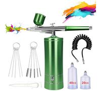 Kit Aérographe, Aérographe Multi-Fonctions avec Compresseur, Portable Pistolet Aérographe Rechargeable sans Fil, pour Maquillage, Décoration de Gâteaux, Art Des Ongles, Tatouage (Rose)
